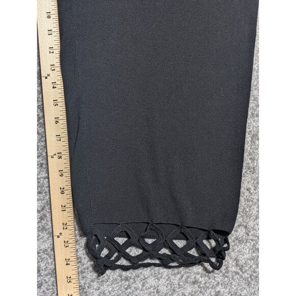 Bloomingdale's Cropped Pants Women 2X Black Hem Detail Knit High Rise P52 - Picture 11 of 11